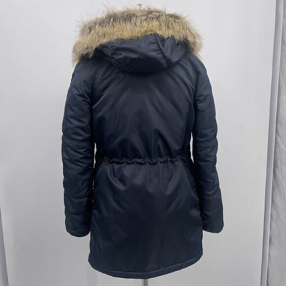 J. Crew  womans parka jacket xxs blue faux fur hoodie puffer - Picture 8 of 8